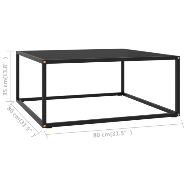 vidaXL Coffee Table Black with Black Glass 31.5"x31.5"x13.8" - Image 5