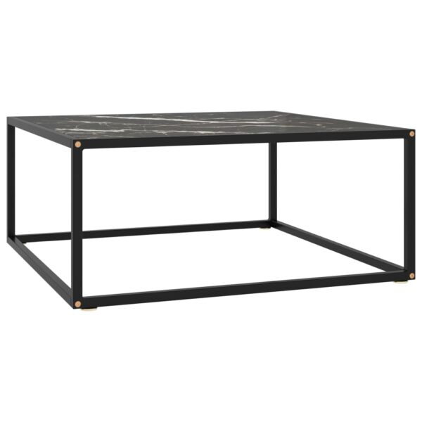 vidaXL Coffee Table Black with Black Marble Glass 31.5"x31.5"x13.8"