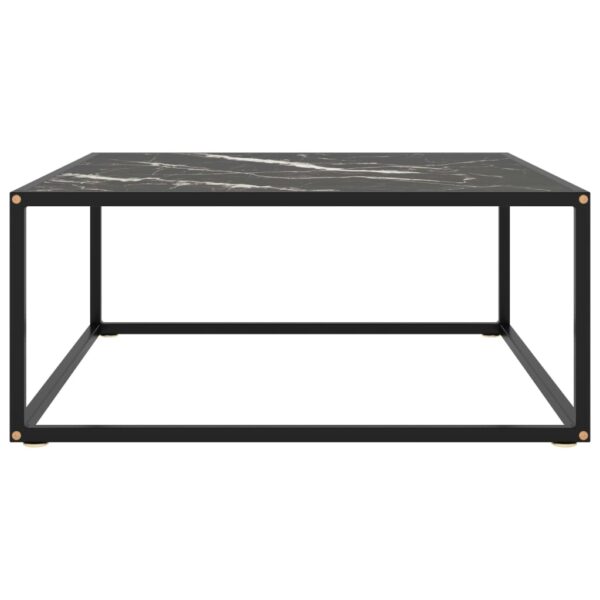 vidaXL Coffee Table Black with Black Marble Glass 31.5"x31.5"x13.8" - Image 2