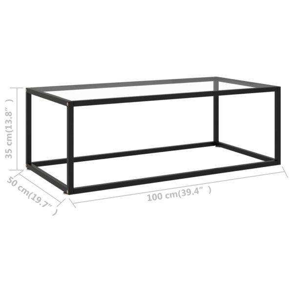 vidaXL Coffee Table Black with Tempered Glass 39.4"x19.7"x13.8" - Image 6