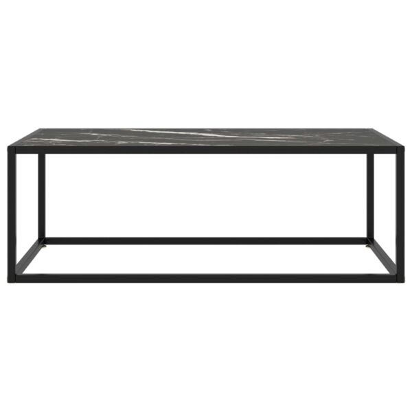 vidaXL Coffee Table Black with Black Marble Glass 39.4"x19.7"x13.8" - Image 2