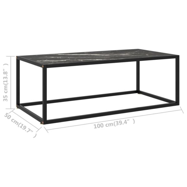 vidaXL Coffee Table Black with Black Marble Glass 39.4"x19.7"x13.8" - Image 6