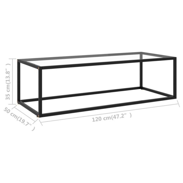 vidaXL Coffee Table Black with Tempered Glass 47.2"x19.7"x13.8" - Image 6