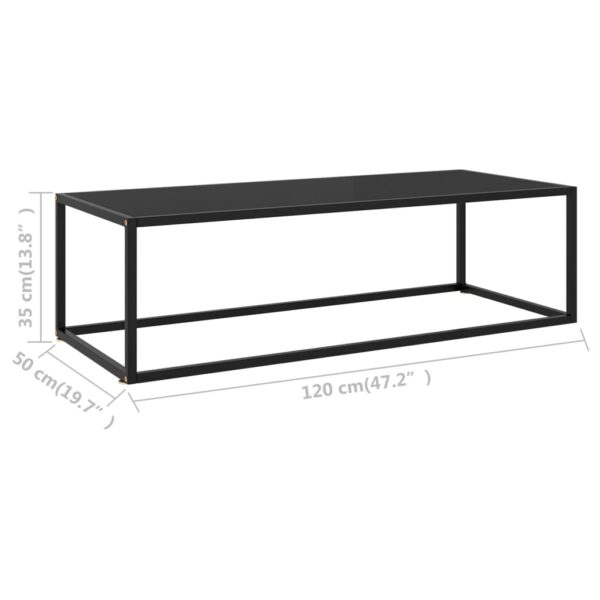 vidaXL Coffee Table Black with Black Glass 47.2"x19.7"x13.8" - Image 6