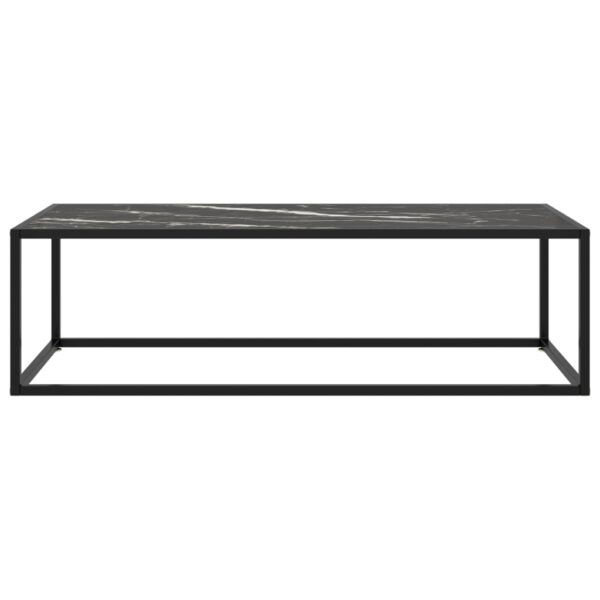 vidaXL Coffee Table Black with Black Marble Glass 47.2"x19.7"x13.8" - Image 2