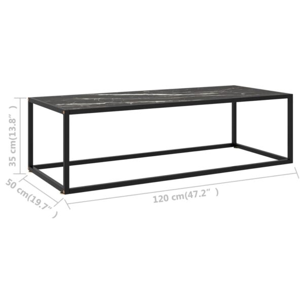 vidaXL Coffee Table Black with Black Marble Glass 47.2"x19.7"x13.8" - Image 6