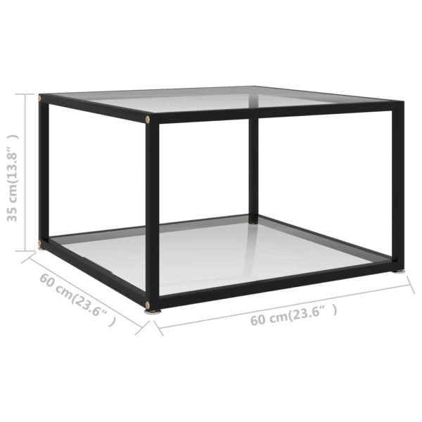 vidaXL Coffee Table Transparent 23.6"x23.6"x13.8" Tempered Glass - Image 5