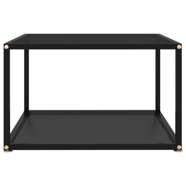 vidaXL Coffee Table Black 23.6"x23.6"x13.8" Tempered Glass - Image 2