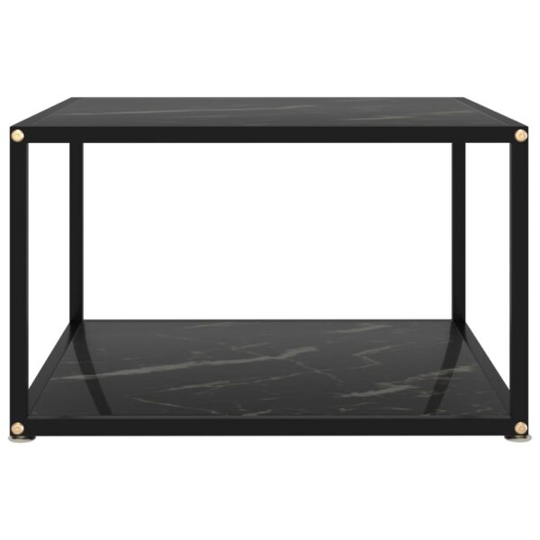 vidaXL Coffee Table Black 23.6"x23.6"x13.8" Tempered Glass - Image 2