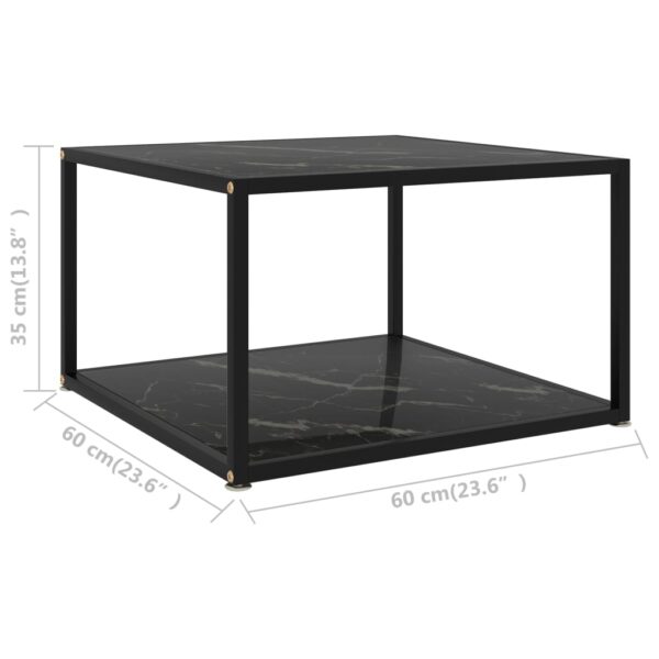 vidaXL Coffee Table Black 23.6"x23.6"x13.8" Tempered Glass - Image 5