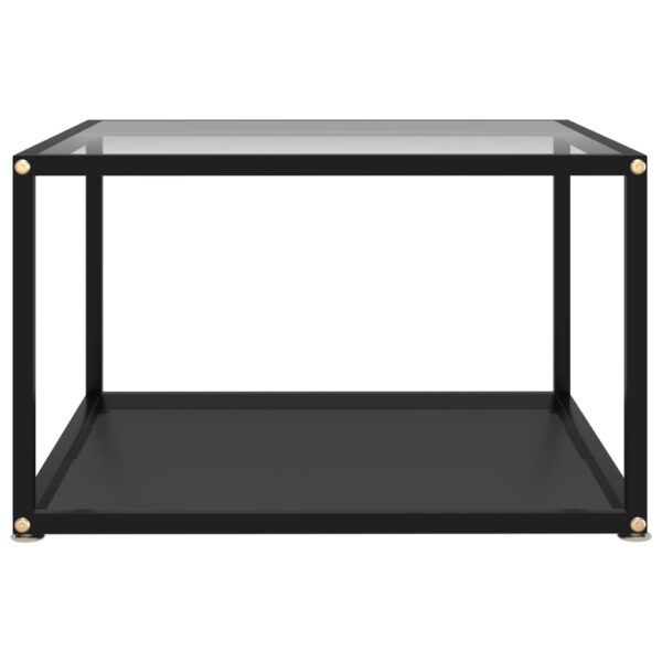 vidaXL Coffee Table Transparent and Black 23.6"x23.6"x13.8" Tempered Glass - Image 2