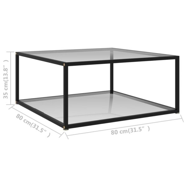 vidaXL TeaCoffee Table Transparent 31.5"x31.5"x13.8" Tempered Glass - Image 5