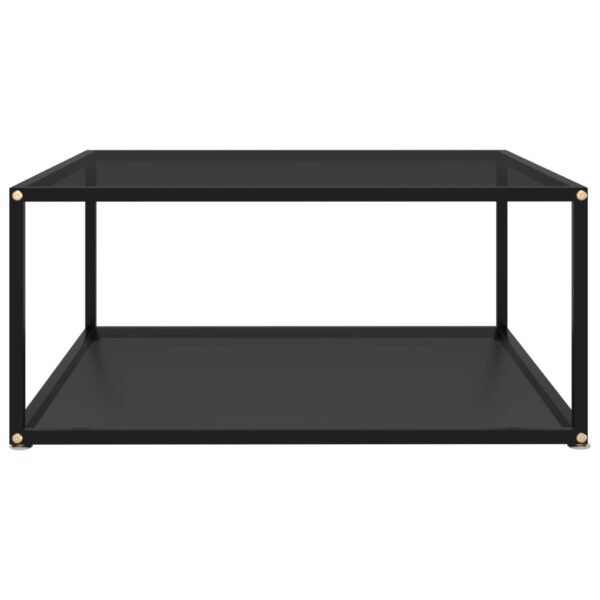 vidaXL Coffee Table Black 31.5"x31.5"x13.8" Tempered Glass - Image 2