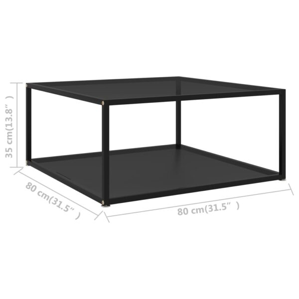 vidaXL Coffee Table Black 31.5"x31.5"x13.8" Tempered Glass - Image 5