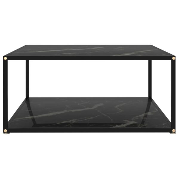 vidaXL Coffee Table Black 31.5"x31.5"x13.8" Tempered Glass - Image 2