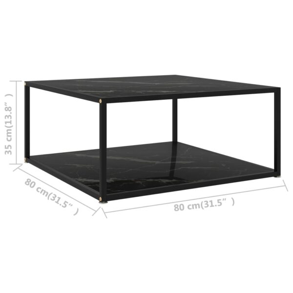 vidaXL Coffee Table Black 31.5"x31.5"x13.8" Tempered Glass - Image 5