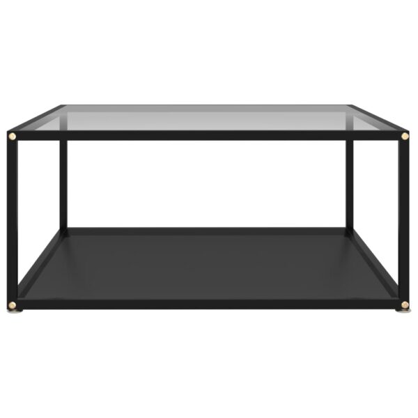 vidaXL Coffee Table Transparent and Black 31.5"x31.5"x13.8" Tempered Glass - Image 2