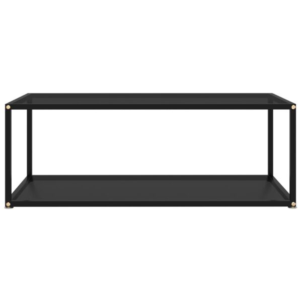 vidaXL Coffee Table Black 39.4"x19.7"x13.8" Tempered Glass - Image 2