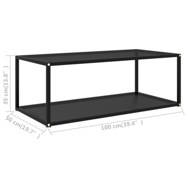 vidaXL Coffee Table Black 39.4"x19.7"x13.8" Tempered Glass - Image 5