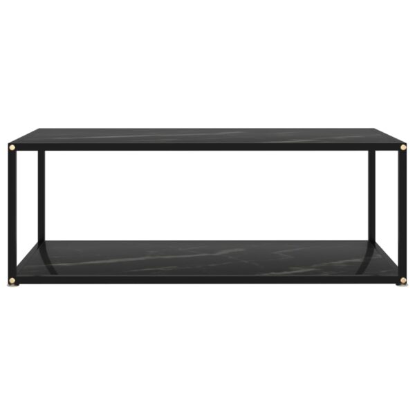 vidaXL Coffee Table Black 39.4"x19.7"x13.8" Tempered Glass - Image 2