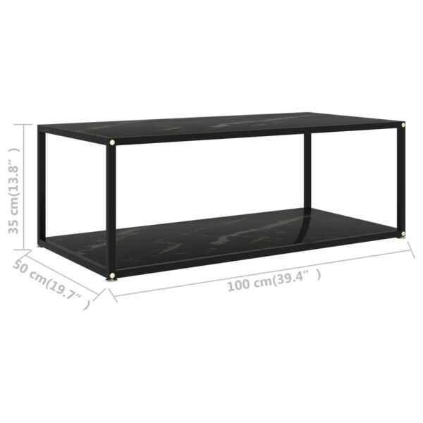 vidaXL Coffee Table Black 39.4"x19.7"x13.8" Tempered Glass - Image 5