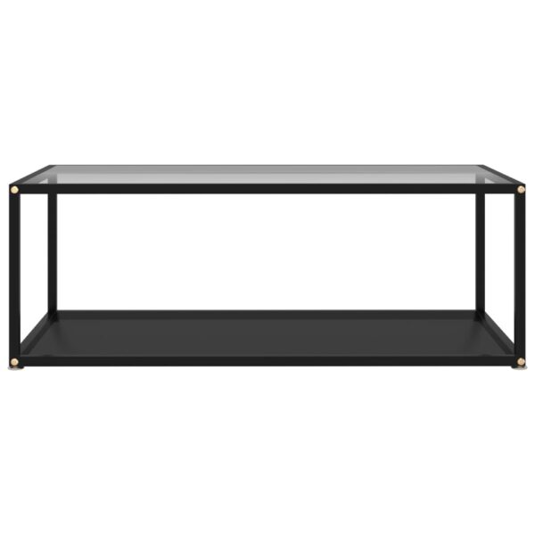 vidaXL Coffee Table Transparent and Black 39.4"x19.7"x13.8" Tempered Glass - Image 2