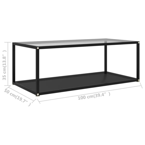 vidaXL Coffee Table Transparent and Black 39.4"x19.7"x13.8" Tempered Glass - Image 5