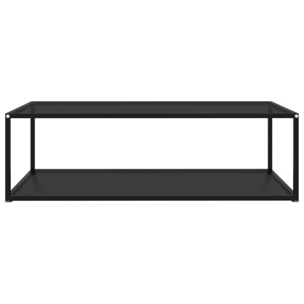 vidaXL Coffee Table Black 47.2"x23.6"x13.8" Tempered Glass - Image 2