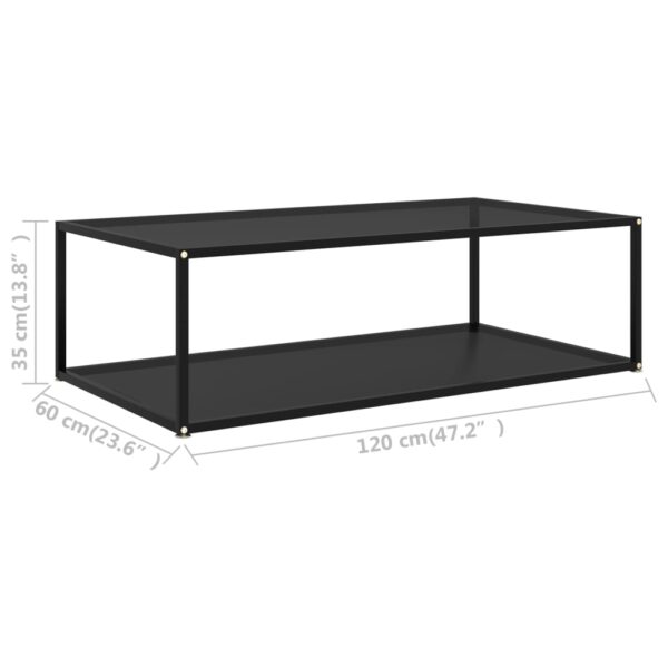 vidaXL Coffee Table Black 47.2"x23.6"x13.8" Tempered Glass - Image 5