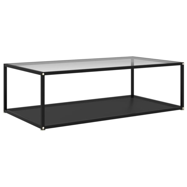 vidaXL Coffee Table Transparent and Black 47.2"x23.6"x13.8" Tempered Glass