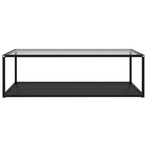 vidaXL Coffee Table Transparent and Black 47.2"x23.6"x13.8" Tempered Glass - Image 2