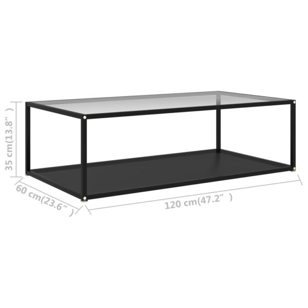 vidaXL Coffee Table Transparent and Black 47.2"x23.6"x13.8" Tempered Glass - Image 5