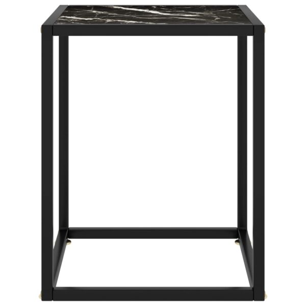 vidaXL Coffee Table Black with Black Marble Glass 15.7"x15.7"x19.7" - Image 2