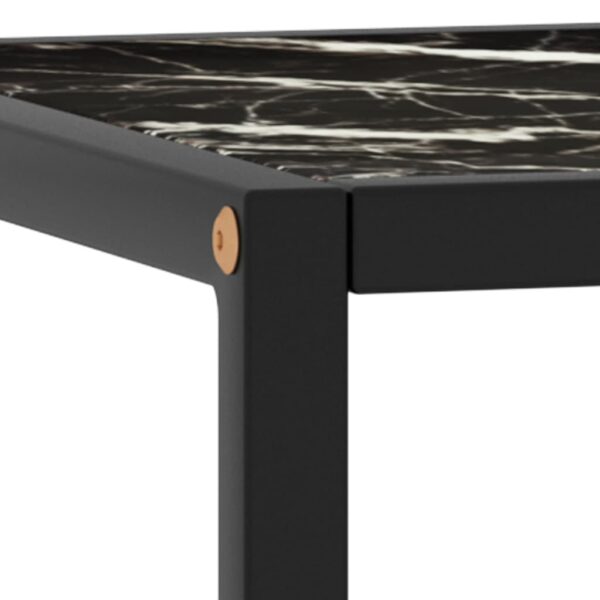 vidaXL Coffee Table Black with Black Marble Glass 15.7"x15.7"x19.7" - Image 4