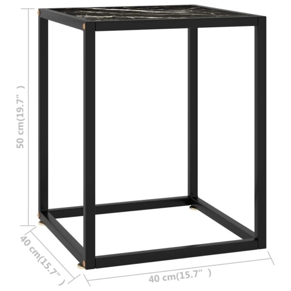 vidaXL Coffee Table Black with Black Marble Glass 15.7"x15.7"x19.7" - Image 5