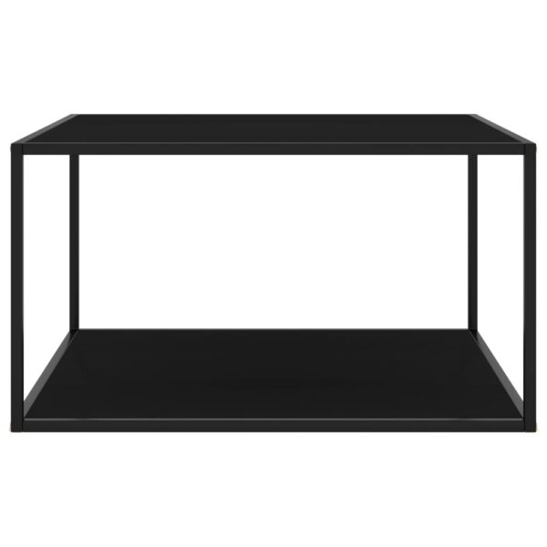 vidaXL Coffee Table Black with Black Glass 35.4"x35.4"x19.7" - Image 2