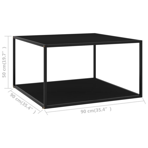 vidaXL Coffee Table Black with Black Glass 35.4"x35.4"x19.7" - Image 5