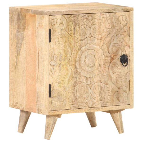 vidaXL Carved Bedside Cabinet 15.7"x11.8"x19.7" Solid Mango Wood