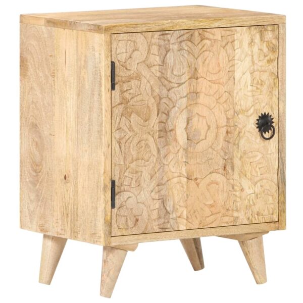 vidaXL Carved Bedside Cabinet 15.7"x11.8"x19.7" Solid Mango Wood - Image 11