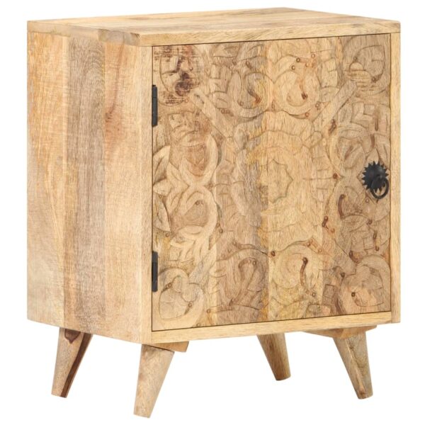 vidaXL Carved Bedside Cabinet 15.7"x11.8"x19.7" Solid Mango Wood - Image 12