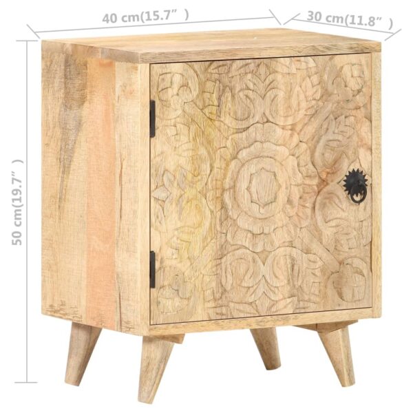 vidaXL Carved Bedside Cabinet 15.7"x11.8"x19.7" Solid Mango Wood - Image 8