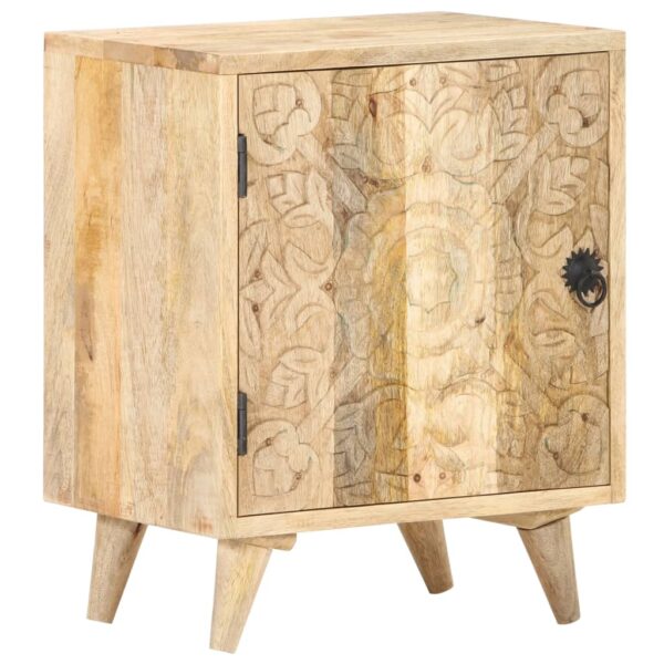 vidaXL Carved Bedside Cabinet 15.7"x11.8"x19.7" Solid Mango Wood - Image 10