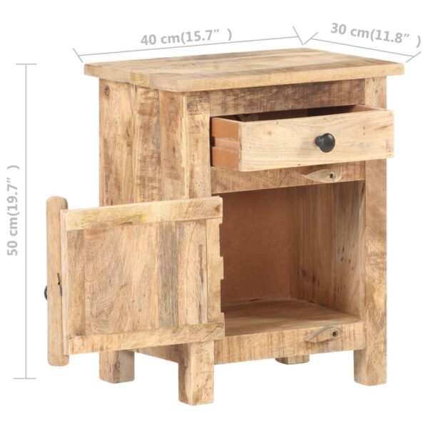 vidaXL Bedside Cabinet 15.7"x11.8"x19.7" Rough Mango Wood - Image 6