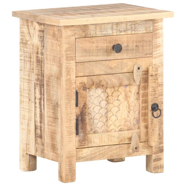 vidaXL Bedside Cabinet 15.7"x11.8"x19.7" Rough Mango Wood - Image 7