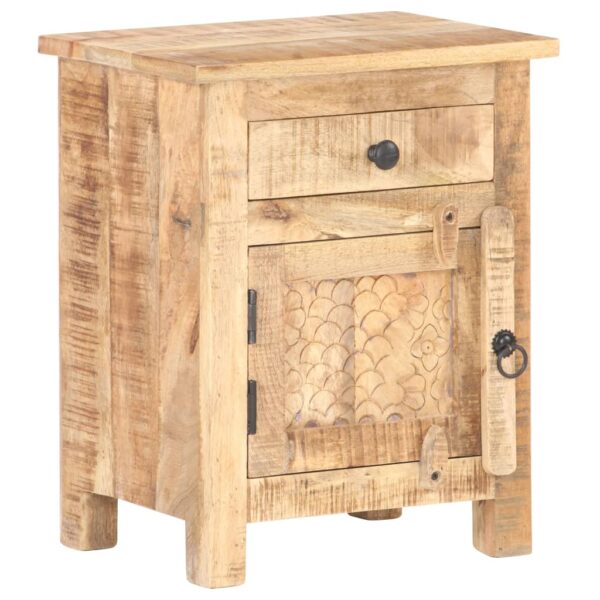 vidaXL Bedside Cabinet 15.7"x11.8"x19.7" Rough Mango Wood - Image 8