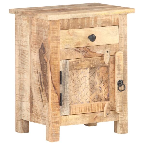 vidaXL Bedside Cabinet 15.7"x11.8"x19.7" Rough Mango Wood - Image 9