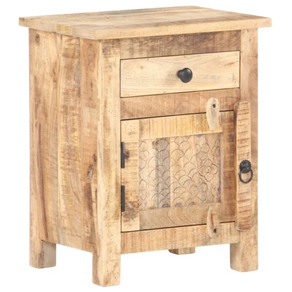 vidaXL Bedside Cabinet 15.7"x11.8"x19.7" Rough Mango Wood - Image 10