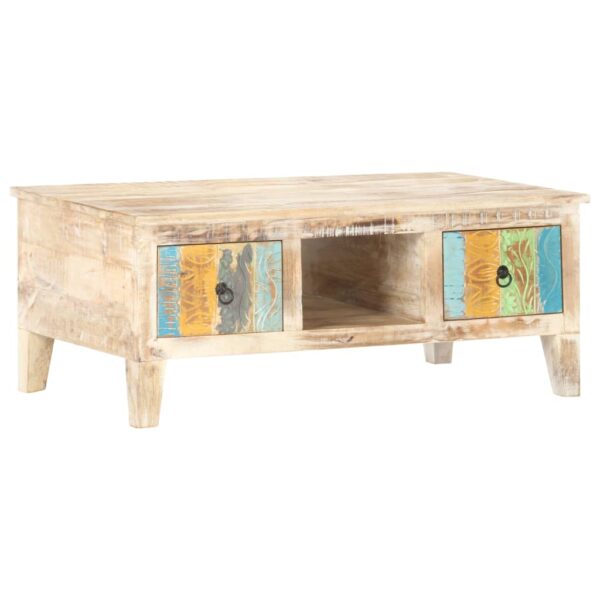 vidaXL Coffee Table 39.4"x21.7"x15.7" Rough Acacia Wood - Image 8