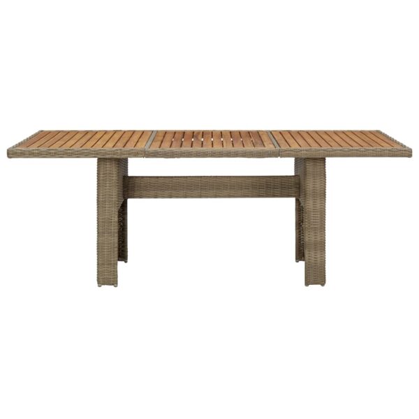 vidaXL Patio Dining Table Brown 78.7"x39.4"x29.1" Poly Rattan - Image 2