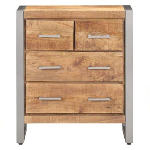 vidaXL Sideboard 23.6"x13.8"x27.6" Rough Mango Wood - Image 2